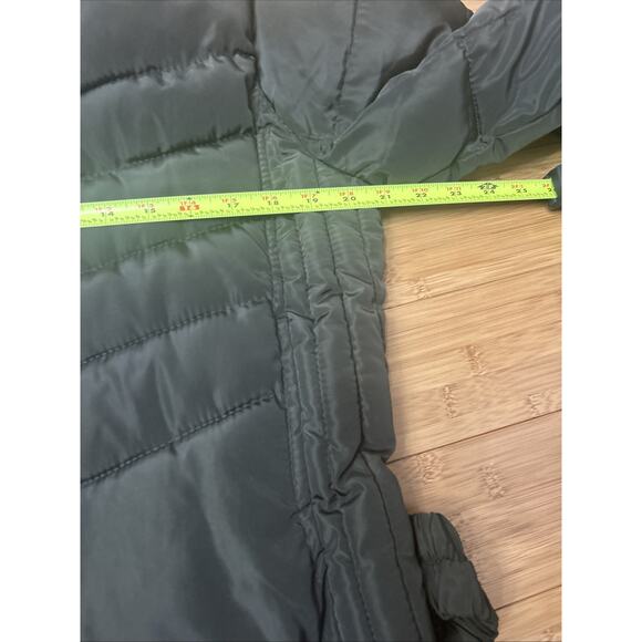 Army Green Belted Hooded Puffer Coat Longline Outdoor Adventure Snow Hike Sz M-L - Picture 7 of 9